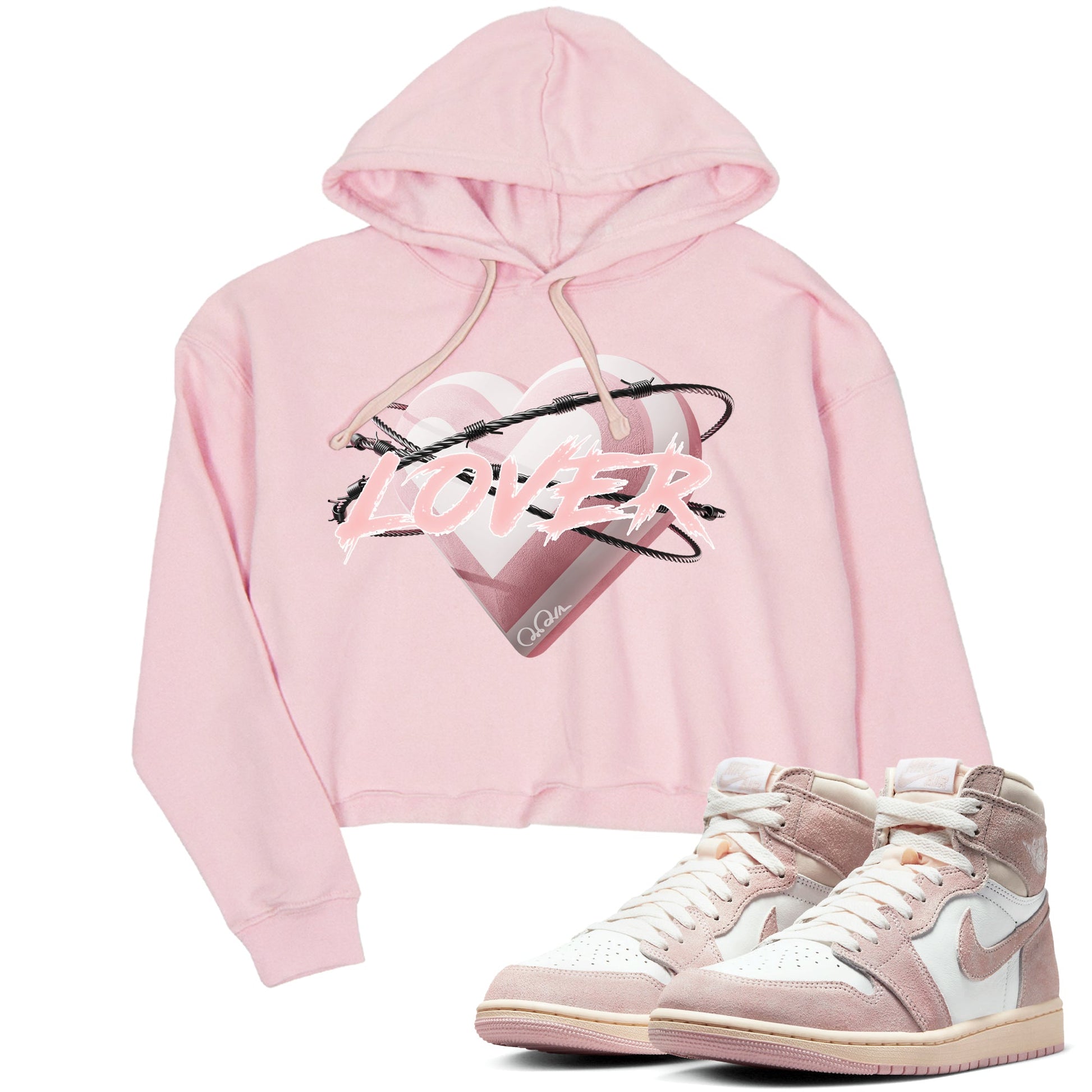 AJ1 Retro High OG Washed Pink Sneaker Match Tees Heart Lover Sneaker Tees AJ1 Retro High OG Washed Pink Sneaker Release Tees Women's Shirts Pink 1