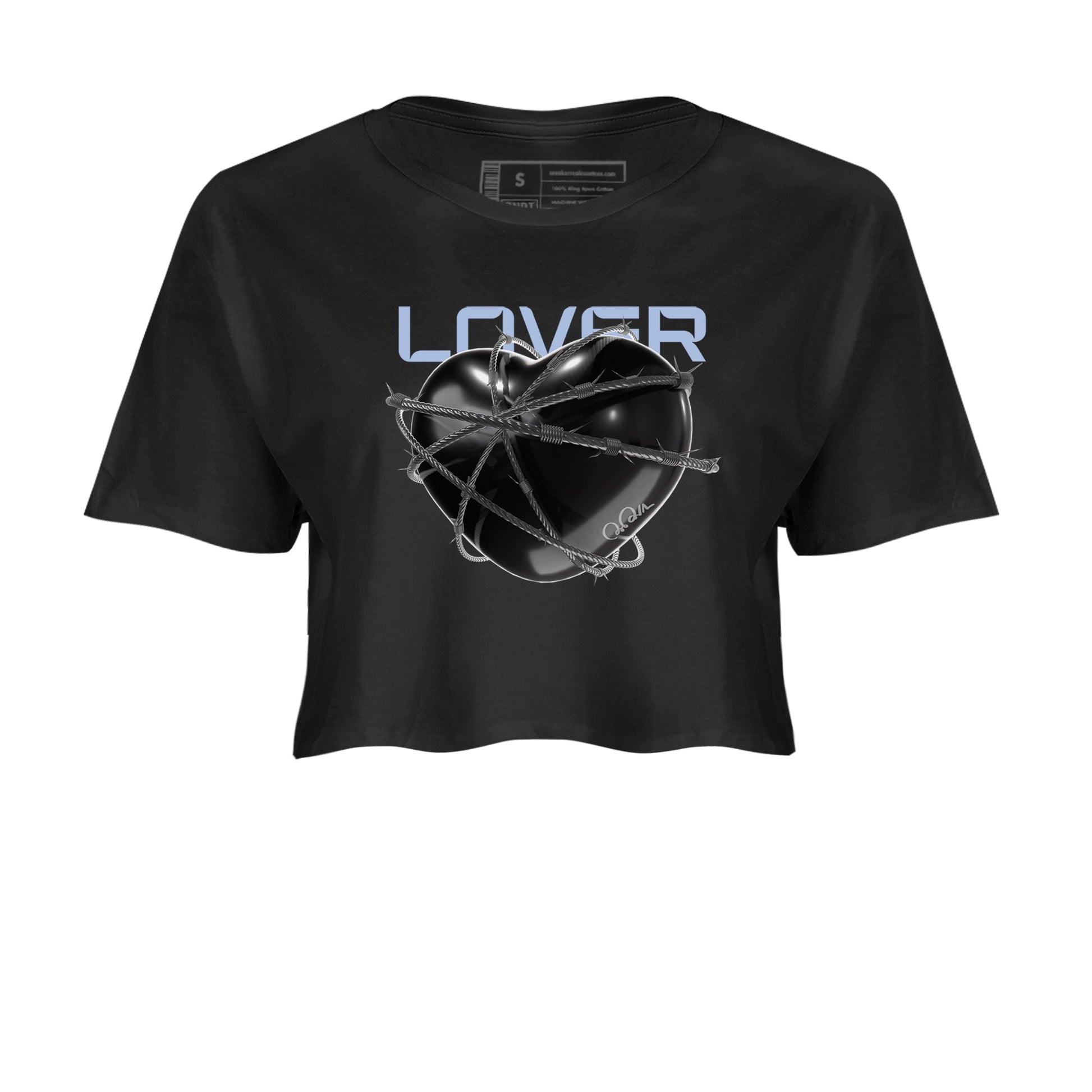 11s Black and Varsity Royal shirt to match jordans Heart Lover sneaker tees Air Jordan 11 Black/Varsity Royal SNRT Sneaker Release Tees Black 2 Crop T-Shirt