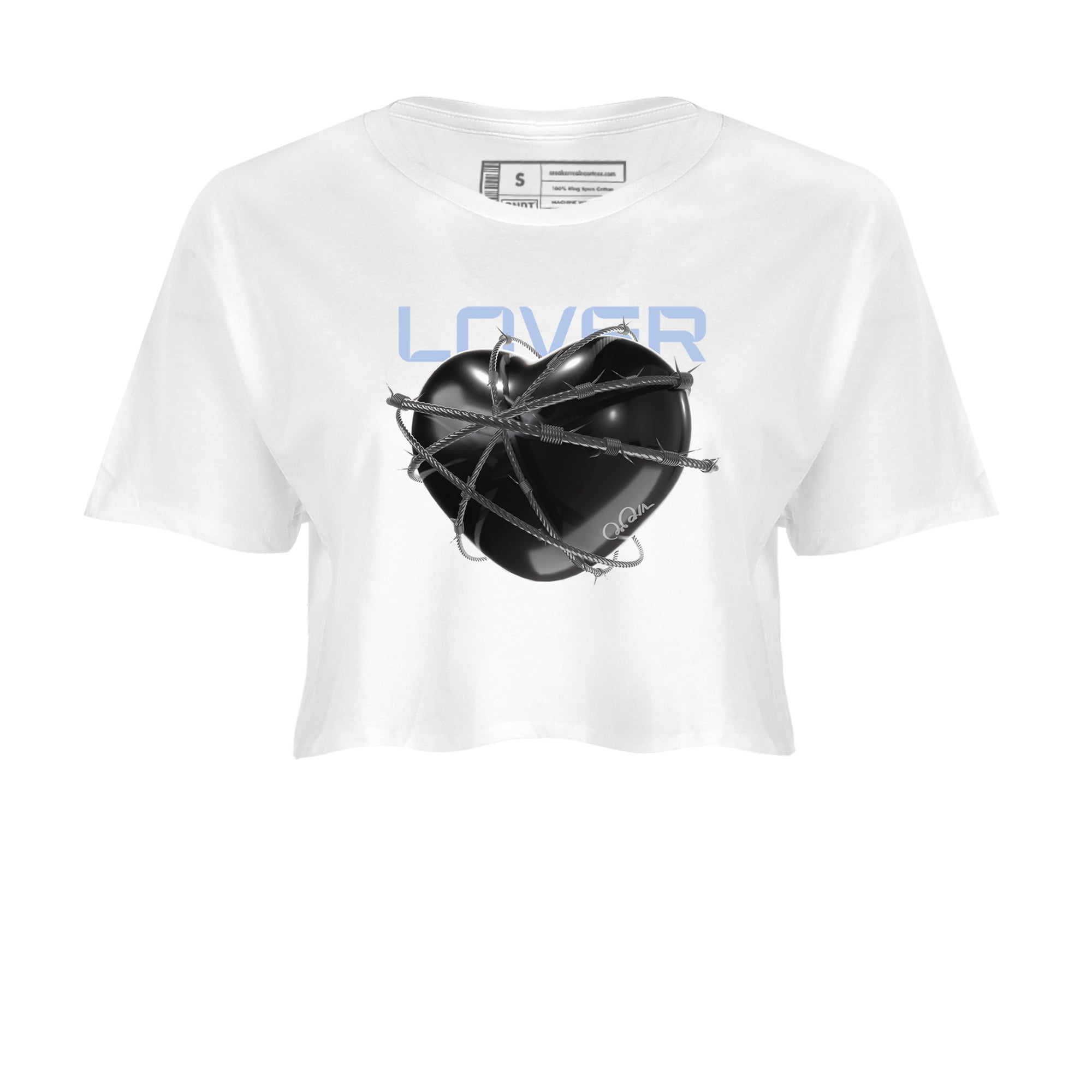 11s Black and Varsity Royal shirt to match jordans Heart Lover sneaker tees Air Jordan 11 Black/Varsity Royal SNRT Sneaker Release Tees White 2 Crop T-Shirt