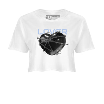 11s Black and Varsity Royal shirt to match jordans Heart Lover sneaker tees Air Jordan 11 Black/Varsity Royal SNRT Sneaker Release Tees White 2 Crop T-Shirt