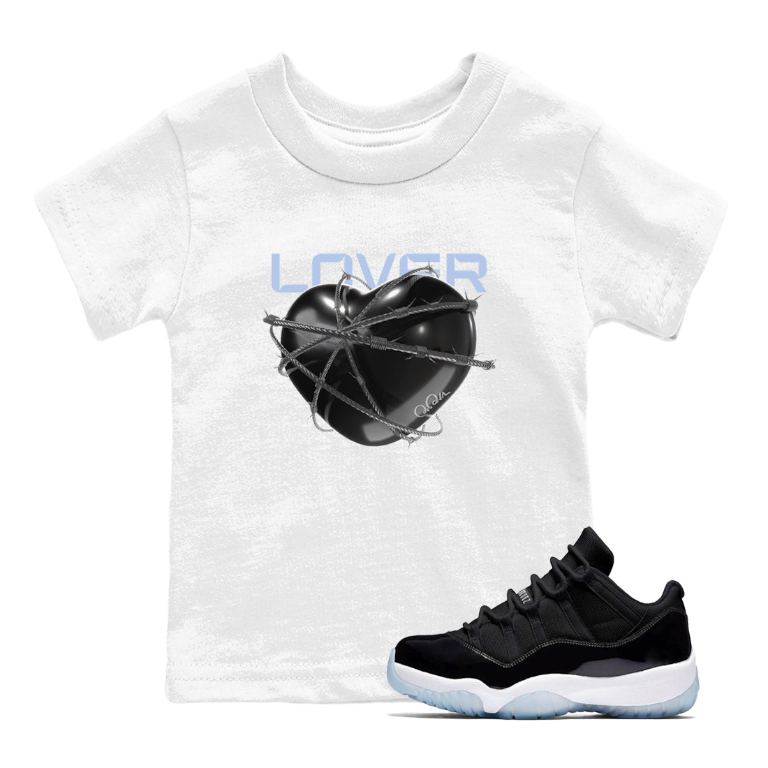 11s Space Jam shirt to match jordans Heart Lover sneaker tees Air Jordan 11 Space Jam SNRT Sneaker Release Tees Baby Toddler White 1 T-Shirt