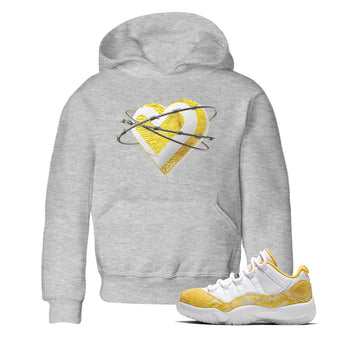 Air Jordan 11 Yellow Python Sneaker Match Tees Heart Lover Sneaker Tees AJ11 Yellow Python Sneaker Release Tees Kids Shirts Heather Grey 1