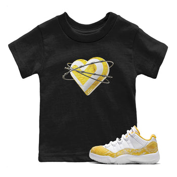 Air Jordan 11 Yellow Python Sneaker Match Tees Heart Lover Sneaker Tees AJ11 Yellow Python Sneaker Release Tees Kids Shirts Black 1