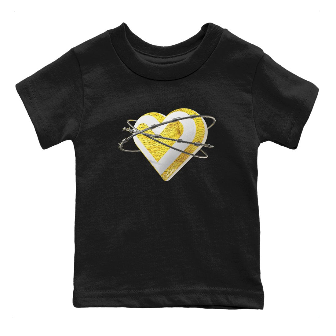 Air Jordan 11 Yellow Python Sneaker Match Tees Heart Lover Sneaker Tees AJ11 Yellow Python Sneaker Release Tees Kids Shirts Black 2