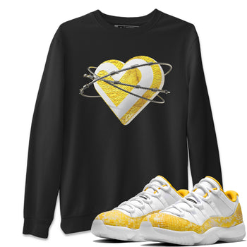 Air Jordan 11 Yellow Python Sneaker Match Tees Heart Lover Sneaker Tees AJ11 Yellow Python Sneaker Release Tees Unisex Shirts Black 1