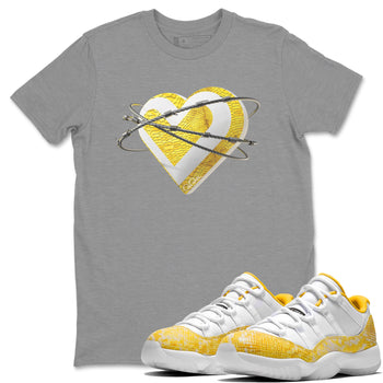 Air Jordan 11 Yellow Python Sneaker Match Tees Heart Lover Sneaker Tees AJ11 Yellow Python Sneaker Release Tees Unisex Shirts Heather Grey 1