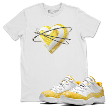 Air Jordan 11 Yellow Python Sneaker Match Tees Heart Lover Sneaker Tees AJ11 Yellow Python Sneaker Release Tees Unisex Shirts White 1