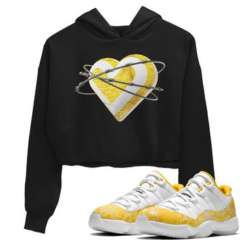 Air Jordan 11 Yellow Python Sneaker Match Tees Heart Lover Sneaker Tees AJ11 Yellow Python Sneaker Release Tees Women's Shirts Black 1
