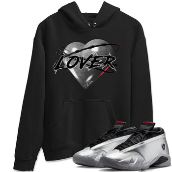 Air Jordan 14 Metallic Silver Sneaker Match Tees Heart Lover Sneaker Tees AJ14 Metallic Silver Sneaker Release Tees Unisex Shirts Black 1