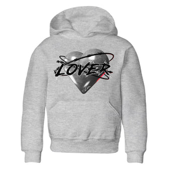 Air Jordan 14 Metallic Silver Sneaker Match Tees Heart Lover Sneaker Tees AJ14 Metallic Silver Sneaker Release Tees Kids Shirts Heather Grey 2