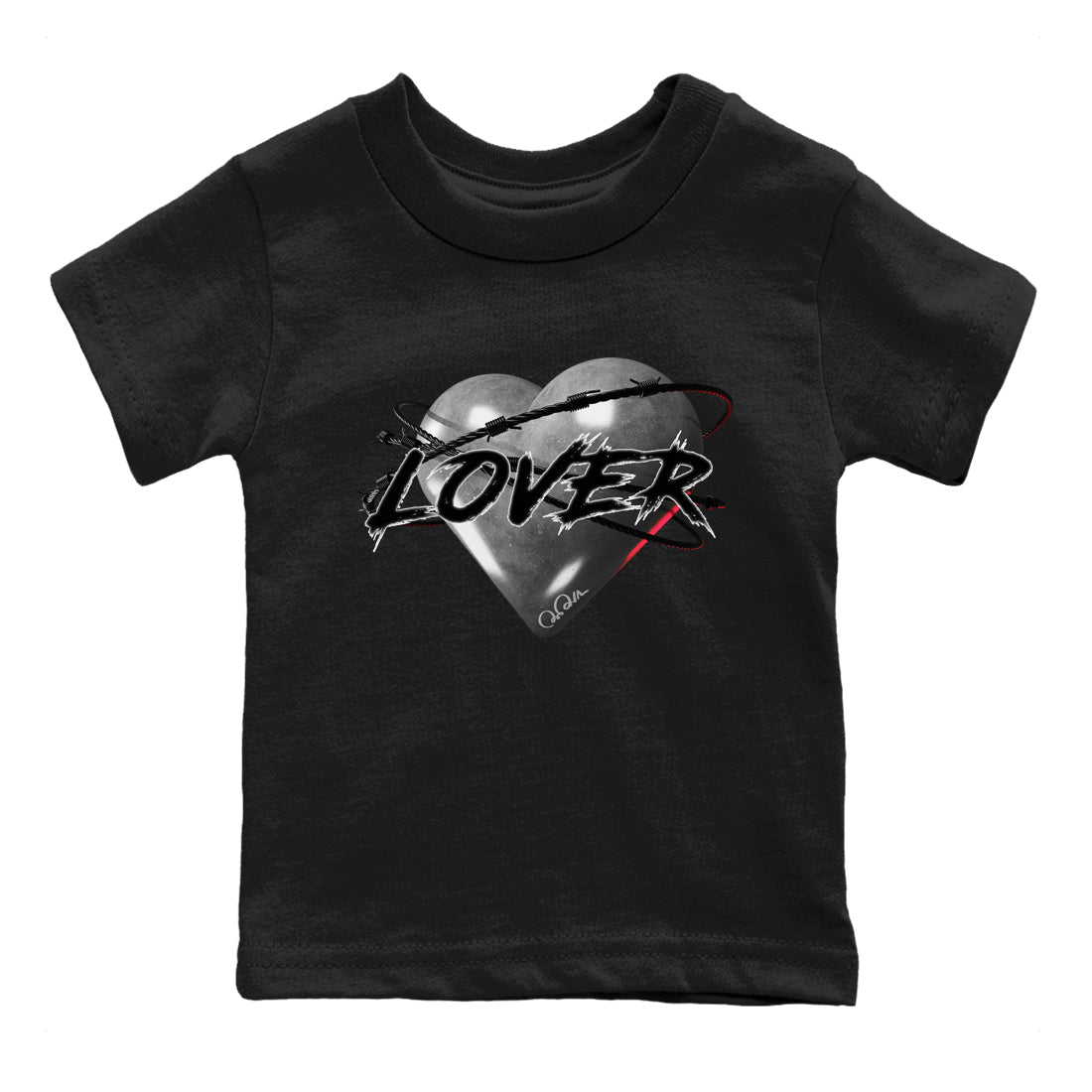 Air Jordan 14 Metallic Silver Sneaker Match Tees Heart Lover Sneaker Tees AJ14 Metallic Silver Sneaker Release Tees Kids Shirts Black 2