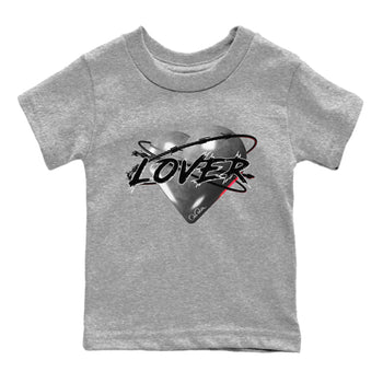 Air Jordan 14 Metallic Silver Sneaker Match Tees Heart Lover Sneaker Tees AJ14 Metallic Silver Sneaker Release Tees Kids Shirts Heather Grey 2