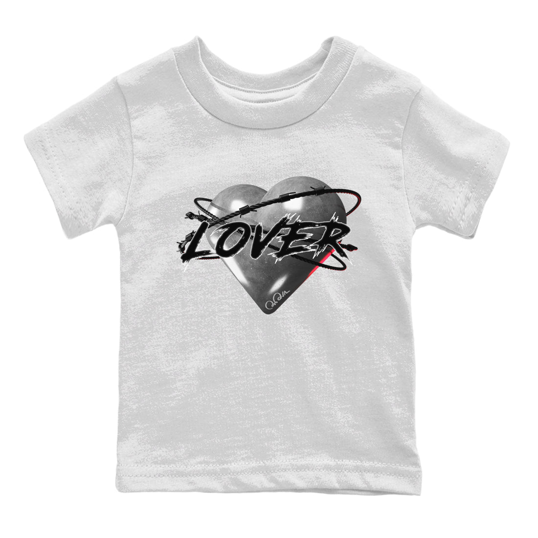 Air Jordan 14 Metallic Silver Sneaker Match Tees Heart Lover Sneaker Tees AJ14 Metallic Silver Sneaker Release Tees Kids Shirts White 2