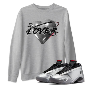 Air Jordan 14 Metallic Silver Sneaker Match Tees Heart Lover Sneaker Tees AJ14 Metallic Silver Sneaker Release Tees Unisex Shirts Heather Grey 1