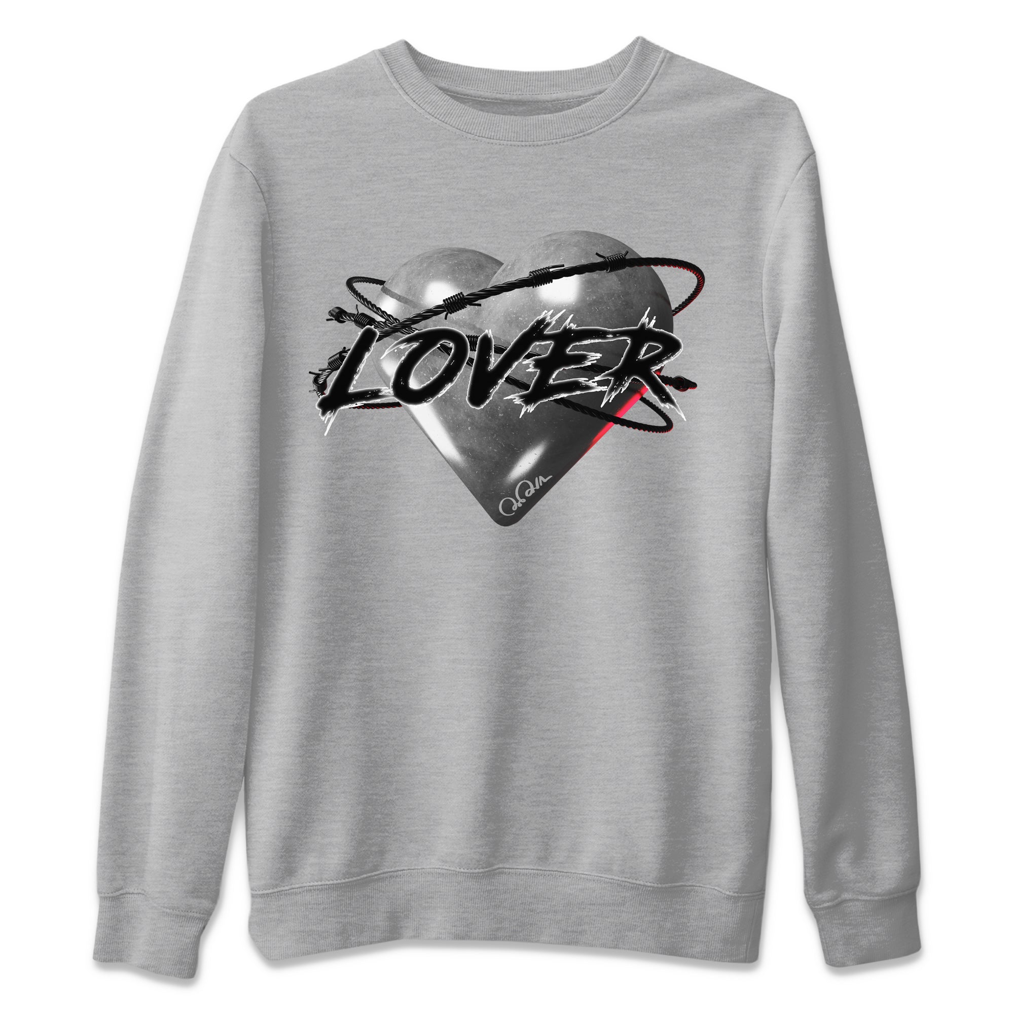 Air Jordan 14 Metallic Silver Sneaker Match Tees Heart Lover Sneaker Tees AJ14 Metallic Silver Sneaker Release Tees Unisex Shirts Heather Grey 2