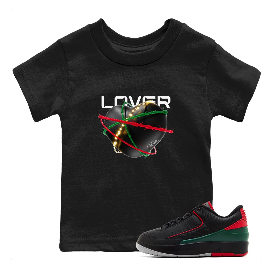 2s Christmas X-mas gift shirt to match jordans Heart Lover sneaker tees Air Jordan 2 Christmas SNRT Sneaker Release Tees Baby Toddler Black 1 T-Shirt