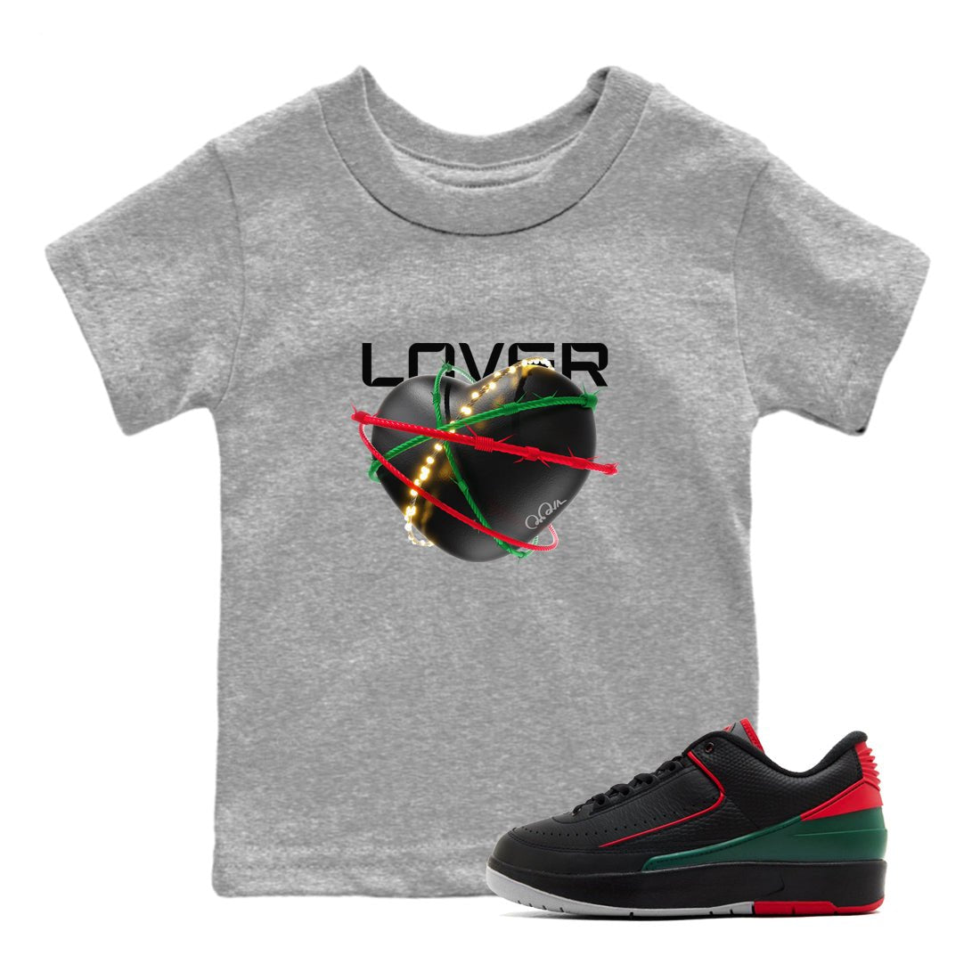 2s Christmas X-mas gift shirt to match jordans Heart Lover sneaker tees Air Jordan 2 Christmas SNRT Sneaker Release Tees Baby Toddler Heather Grey 1 T-Shirt