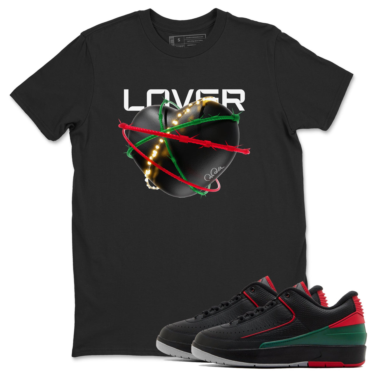 2s Christmas X-mas gift shirt to match jordans Heart Lover sneaker tees Air Jordan 2 Christmas SNRT Sneaker Release Tees Unisex Black 1 T-Shirt