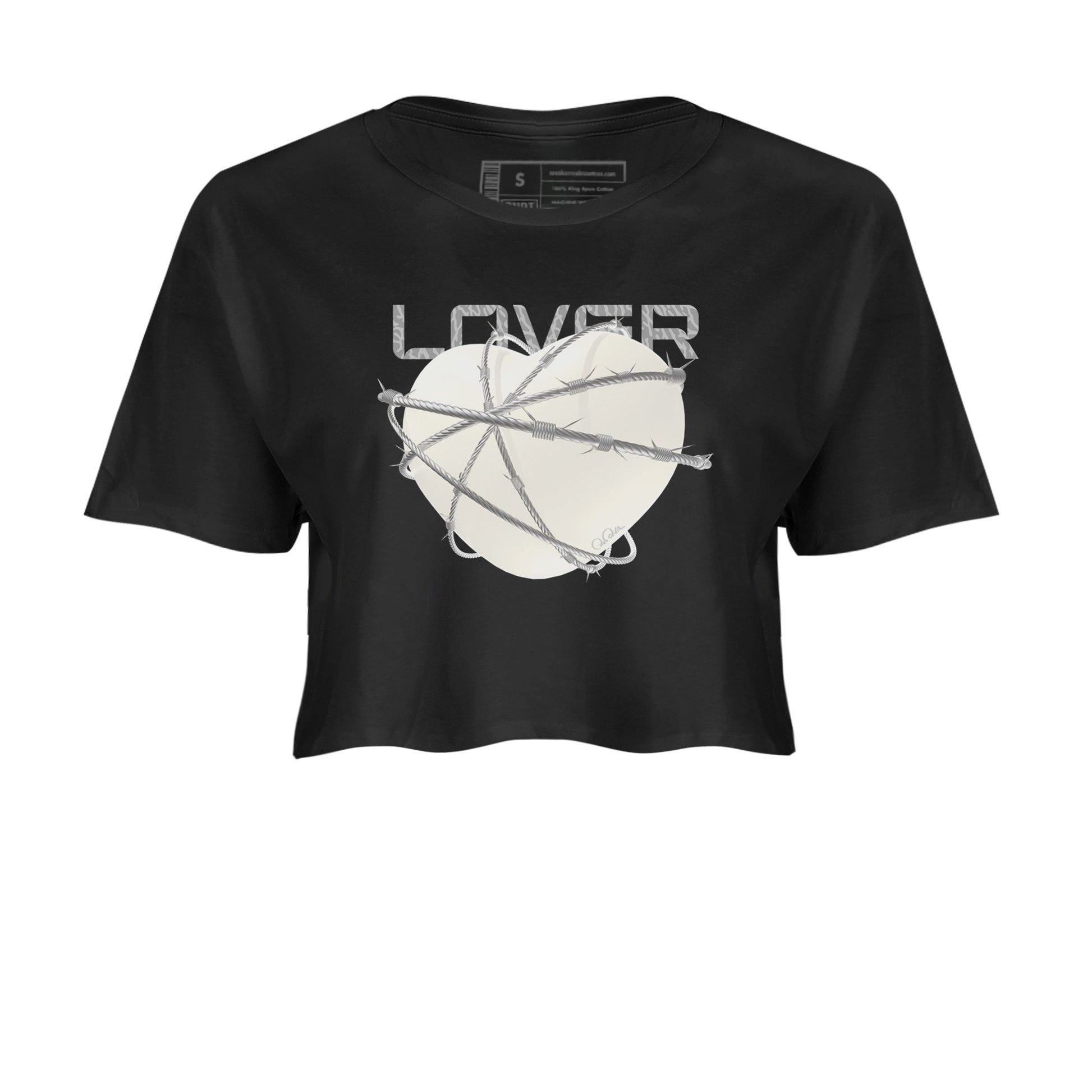 3s Ivory shirt to match jordans Heart Lover sneaker tees Air Jordan 3 Ivory SNRT Sneaker Release Tees Black 2 crop length shirt