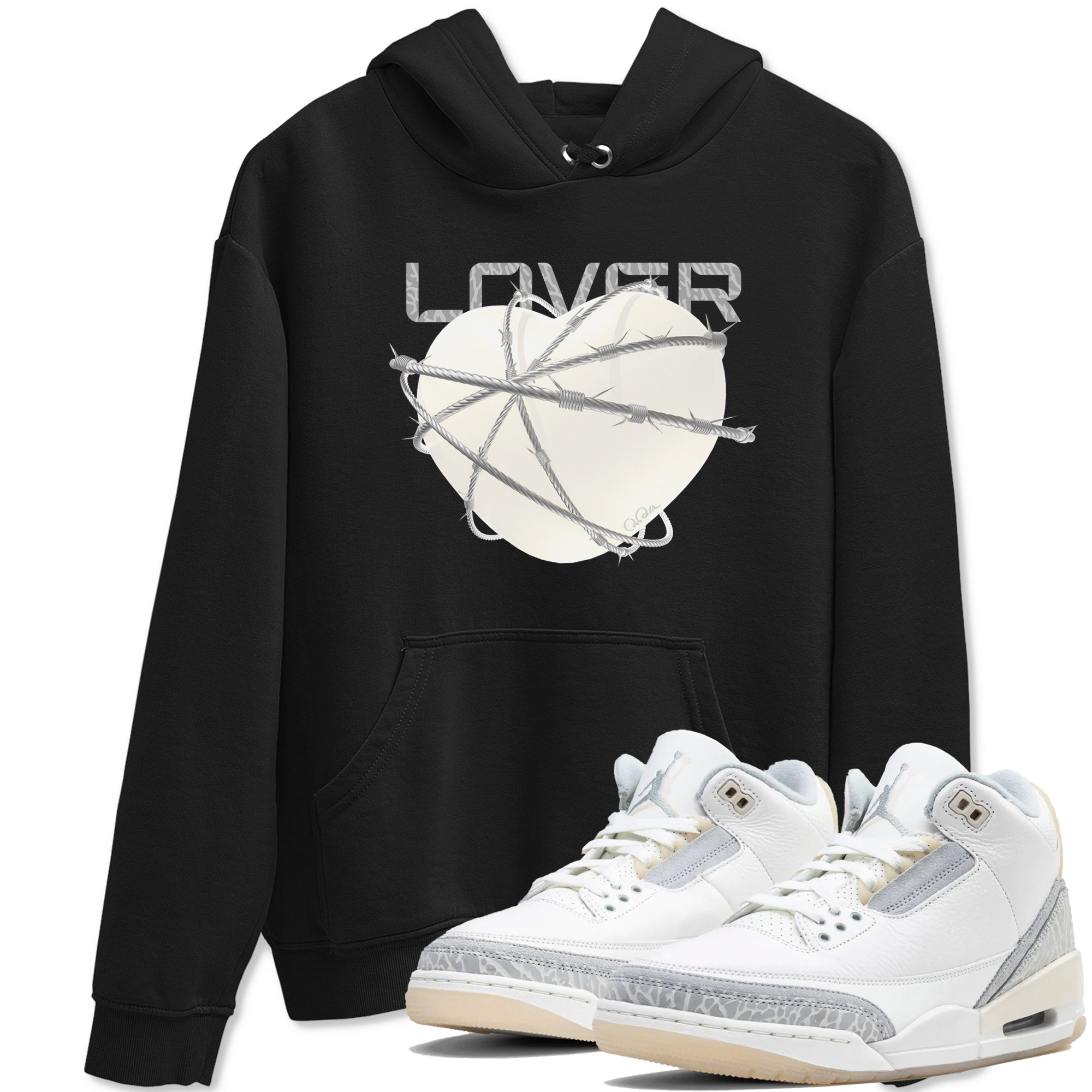 3s Ivory shirt to match jordans Heart Lover sneaker tees Air Jordan 3 Ivory SNRT Sneaker Release Tees unisex cotton Black 1 crew neck shirt