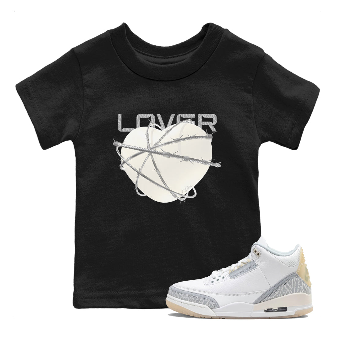 3s Ivory shirt to match jordans Heart Lover sneaker tees Air Jordan 3 Ivory SNRT sneaker release tees baby toddler Black 1 cotton Shirt