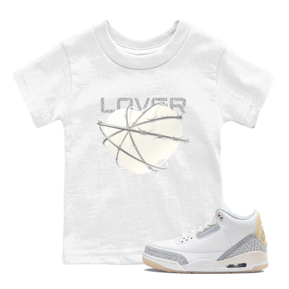 3s Ivory shirt to match jordans Heart Lover sneaker tees Air Jordan 3 Ivory SNRT sneaker release tees baby toddler White 1 cotton Shirt