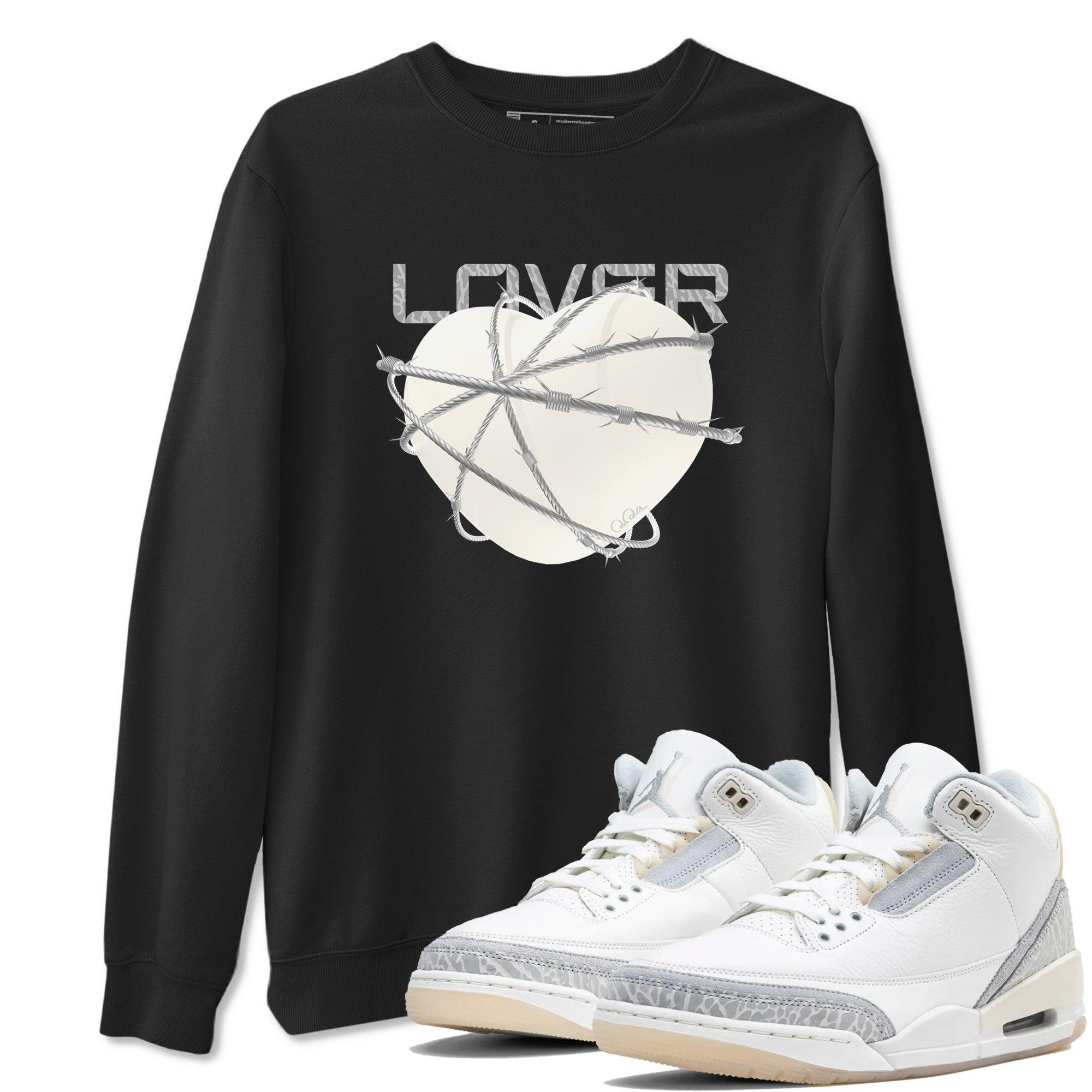 3s Ivory shirt to match jordans Heart Lover sneaker tees Air Jordan 3 Ivory SNRT Sneaker Release Tees unisex cotton Black 1 crew neck shirt