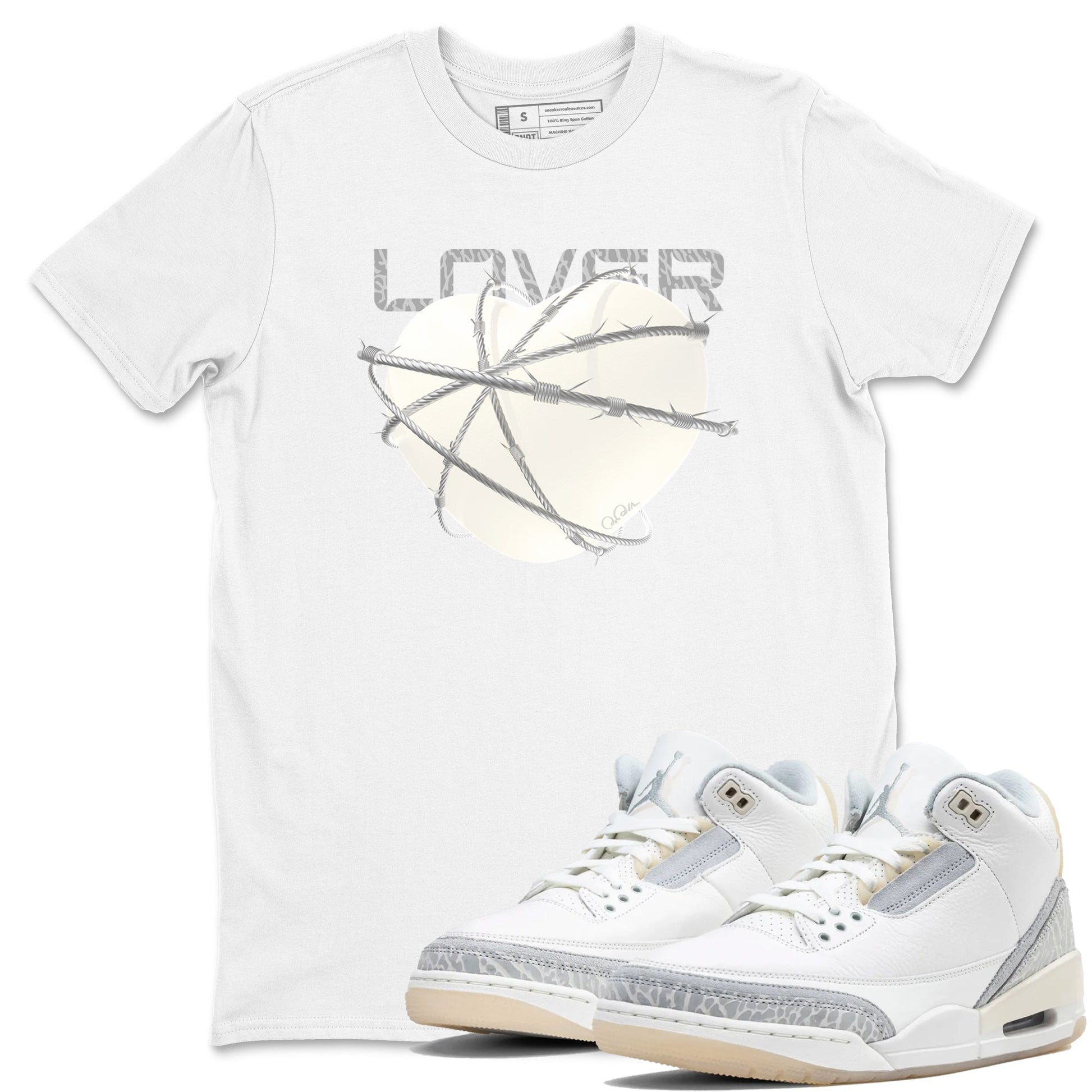 3s Ivory shirt to match jordans Heart Lover sneaker tees Air Jordan 3 Ivory SNRT Sneaker Release Tees unisex cotton White 1 crew neck shirt