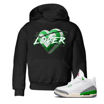 Air Jordan 3 Lucky Green Sneaker Match Tees Heart Lover Sneaker Tees AJ3 Lucky Green Sneaker Release Tees Kids Shirts Black 1