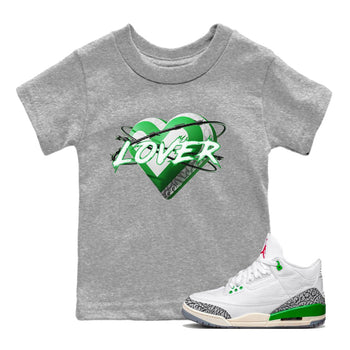 Air Jordan 3 Lucky Green Sneaker Match Tees Heart Lover Sneaker Tees AJ3 Lucky Green Sneaker Release Tees Kids Shirts Heather Grey 1