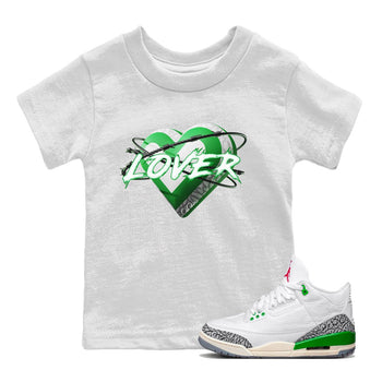 Air Jordan 3 Lucky Green Sneaker Match Tees Heart Lover Sneaker Tees AJ3 Lucky Green Sneaker Release Tees Kids Shirts White 1