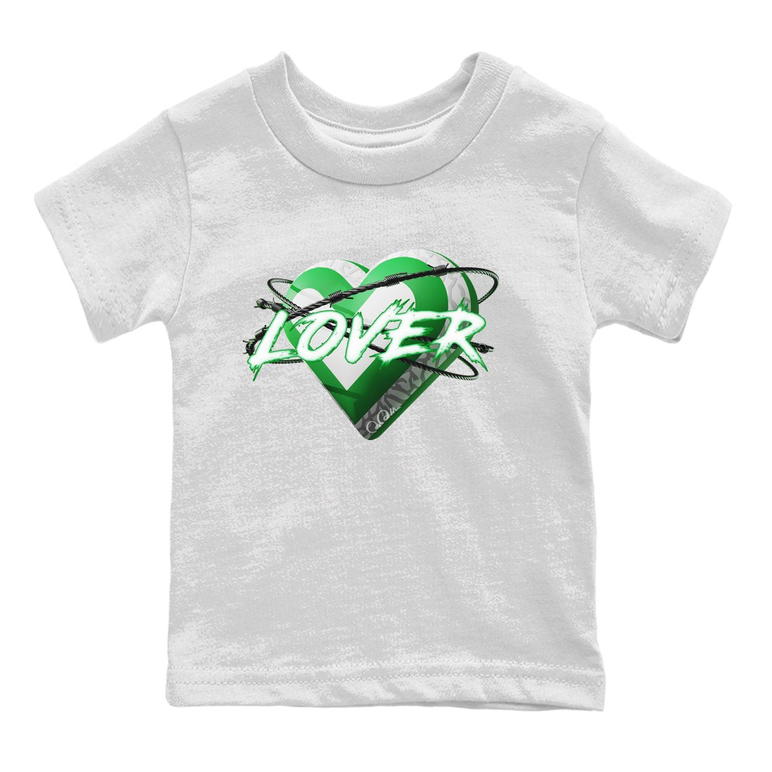 Air Jordan 3 Lucky Green Sneaker Match Tees Heart Lover Sneaker Tees AJ3 Lucky Green Sneaker Release Tees Kids Shirts White 2