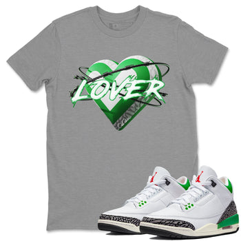 Air Jordan 3 Lucky Green Sneaker Match Tees Heart Lover Sneaker Tees AJ3 Lucky Green Sneaker Release Tees Unisex Shirts Heather Grey 1