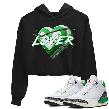 Air Jordan 3 Lucky Green Sneaker Match Tees Heart Lover Sneaker Tees AJ3 Lucky Green Sneaker Release Tees Women's Shirts Black 1