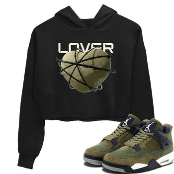 Air Jordan 4 Medium Olive shirt to match jordans Heart Lover sneaker tees AJ4Medium Olive SNRT Sneaker Release Tees Black 1 Crop T-Shirt