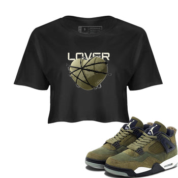 Air Jordan 4 Medium Olive shirt to match jordans Heart Lover sneaker tees AJ4Medium Olive SNRT Sneaker Release Tees Black 1 Crop T-Shirt
