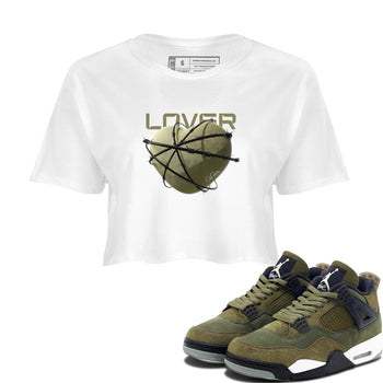 Air Jordan 4 Medium Olive shirt to match jordans Heart Lover sneaker tees AJ4Medium Olive SNRT Sneaker Release Tees White 1 Crop T-Shirt