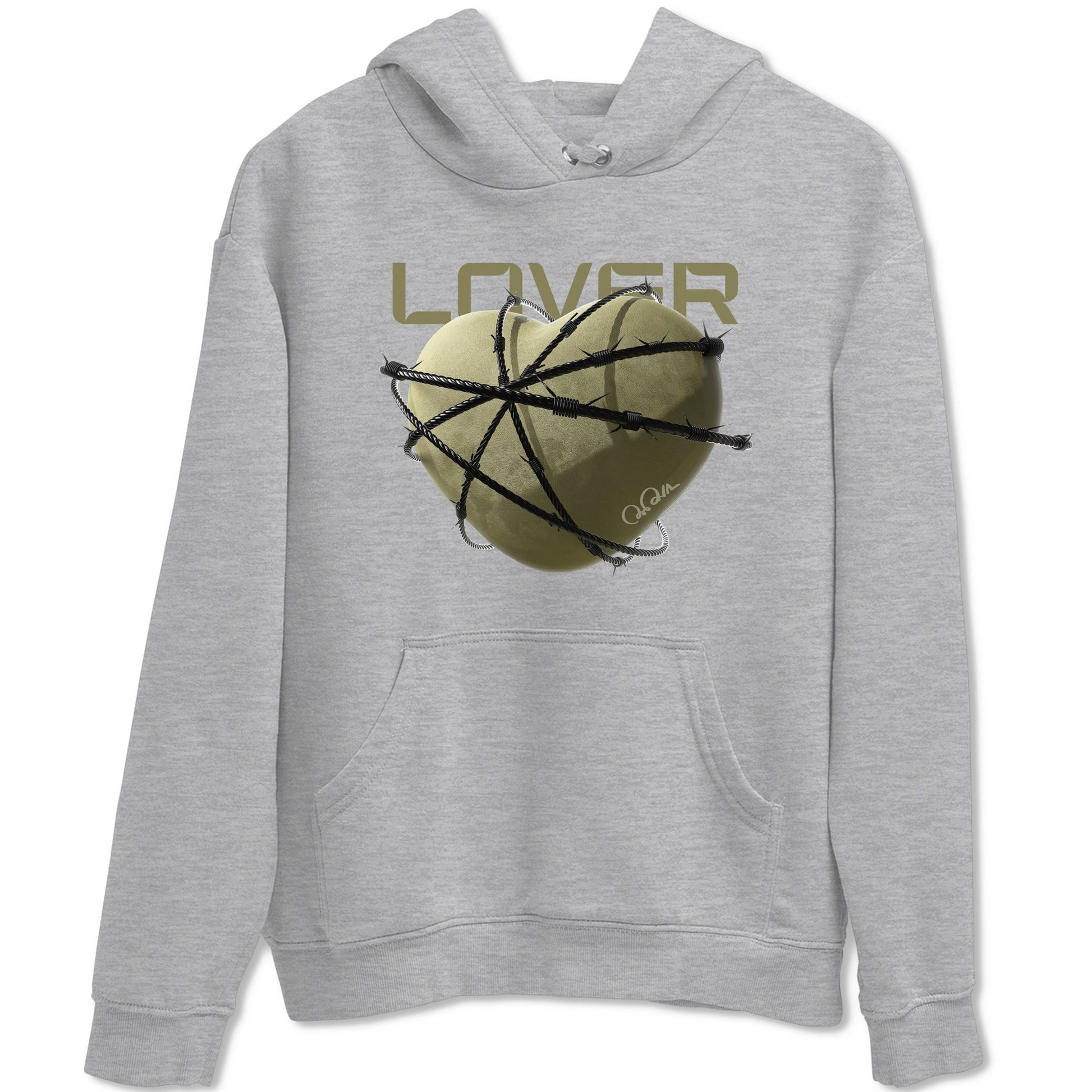 Air Jordan 4 Medium Olive shirt to match jordans Heart Lover sneaker tees AJ4Medium Olive SNRT Sneaker Release Tees Unisex Heather Grey 2 T-Shirt