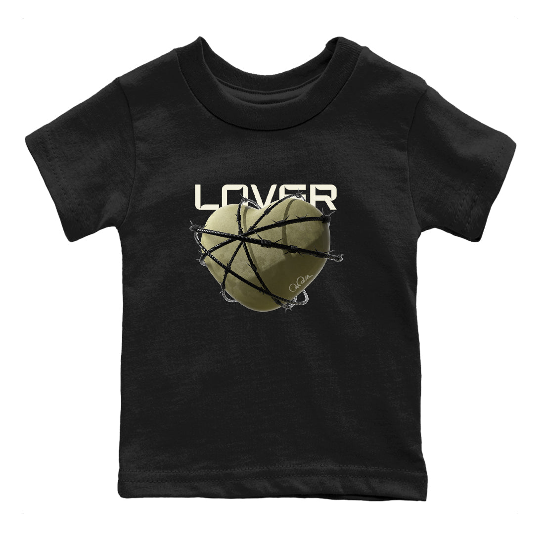 Air Jordan 4 Medium Olive shirt to match jordans Heart Lover sneaker tees AJ4Medium Olive SNRT Sneaker Release Tees Baby Toddler Black 2 T-Shirt