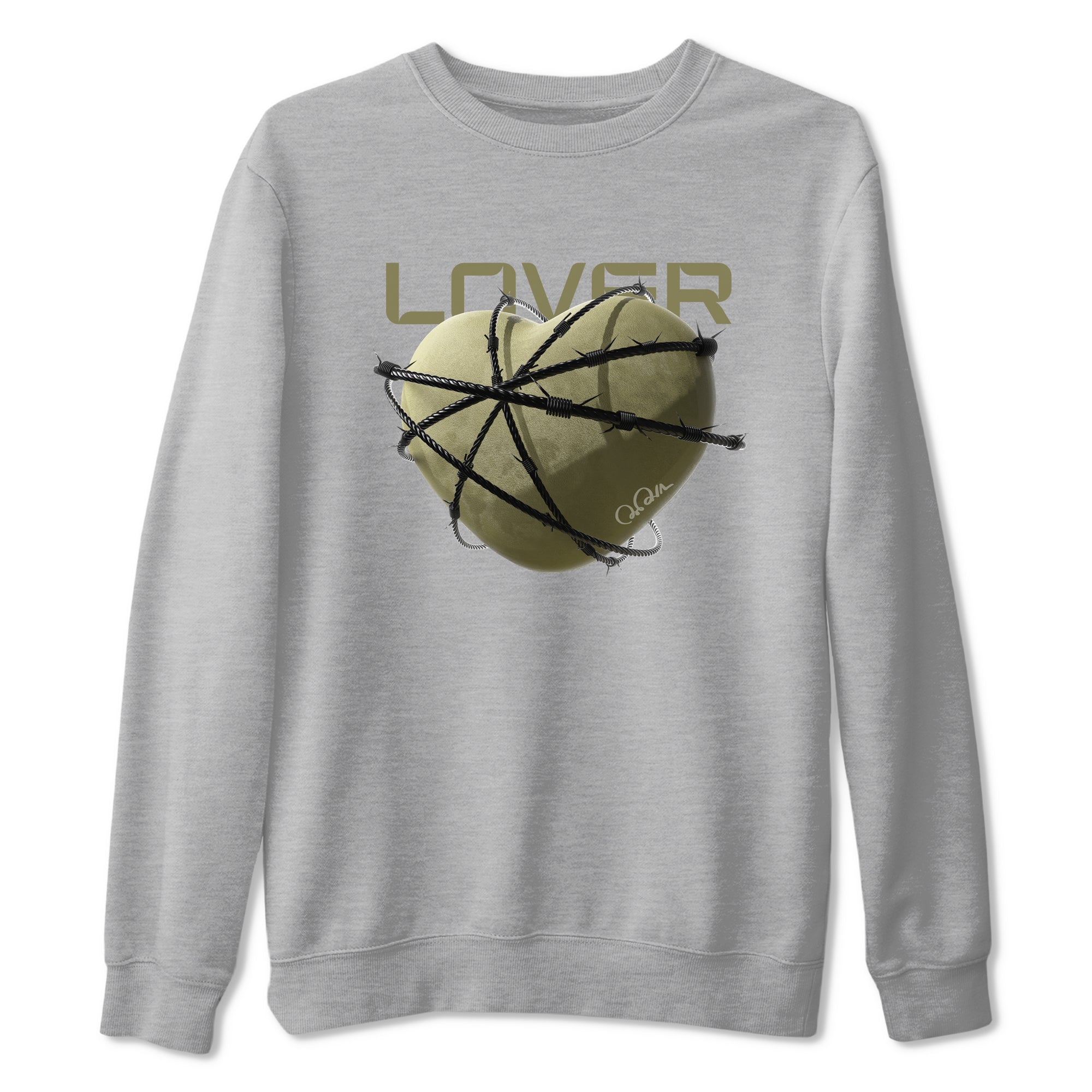 Air Jordan 4 Medium Olive shirt to match jordans Heart Lover sneaker tees AJ4Medium Olive SNRT Sneaker Release Tees Unisex Heather Grey 2 T-Shirt