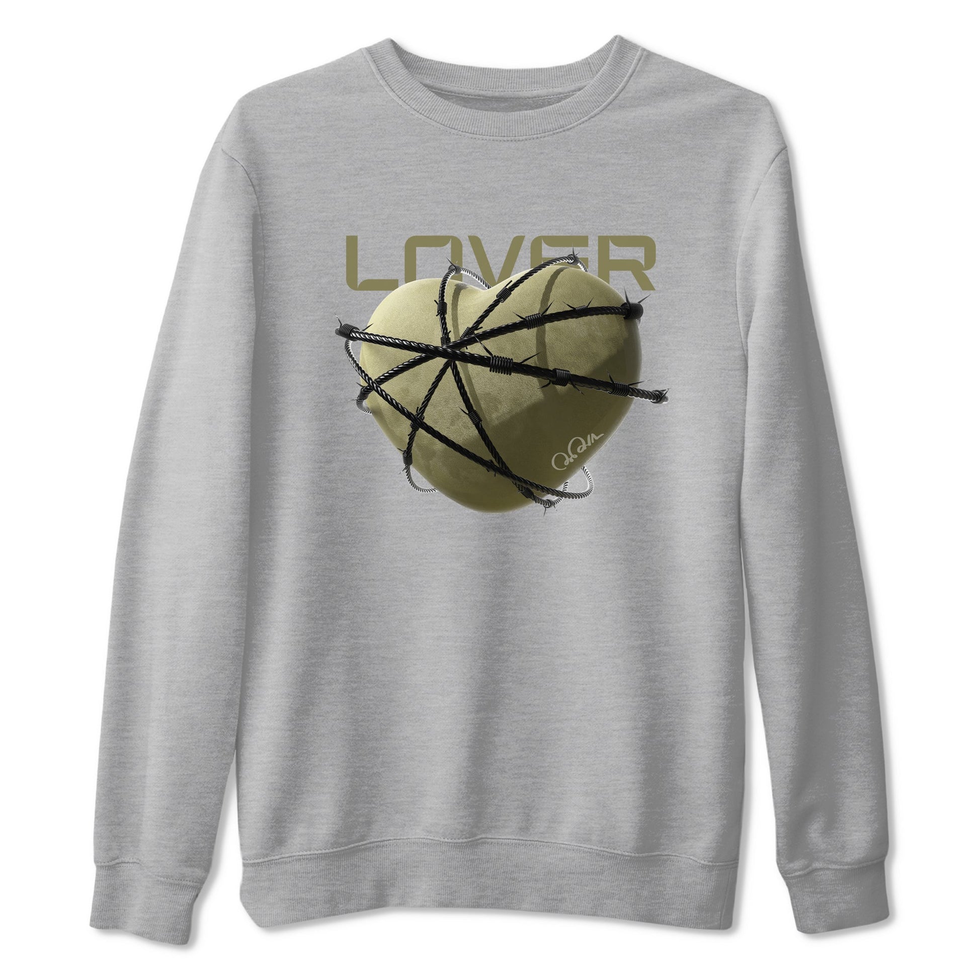 Air Jordan 4 Medium Olive shirt to match jordans Heart Lover sneaker tees AJ4Medium Olive SNRT Sneaker Release Tees Unisex Heather Grey 2 T-Shirt