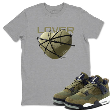 Air Jordan 4 Medium Olive shirt to match jordans Heart Lover sneaker tees AJ4Medium Olive SNRT Sneaker Release Tees Unisex Heather Grey 1 T-Shirt