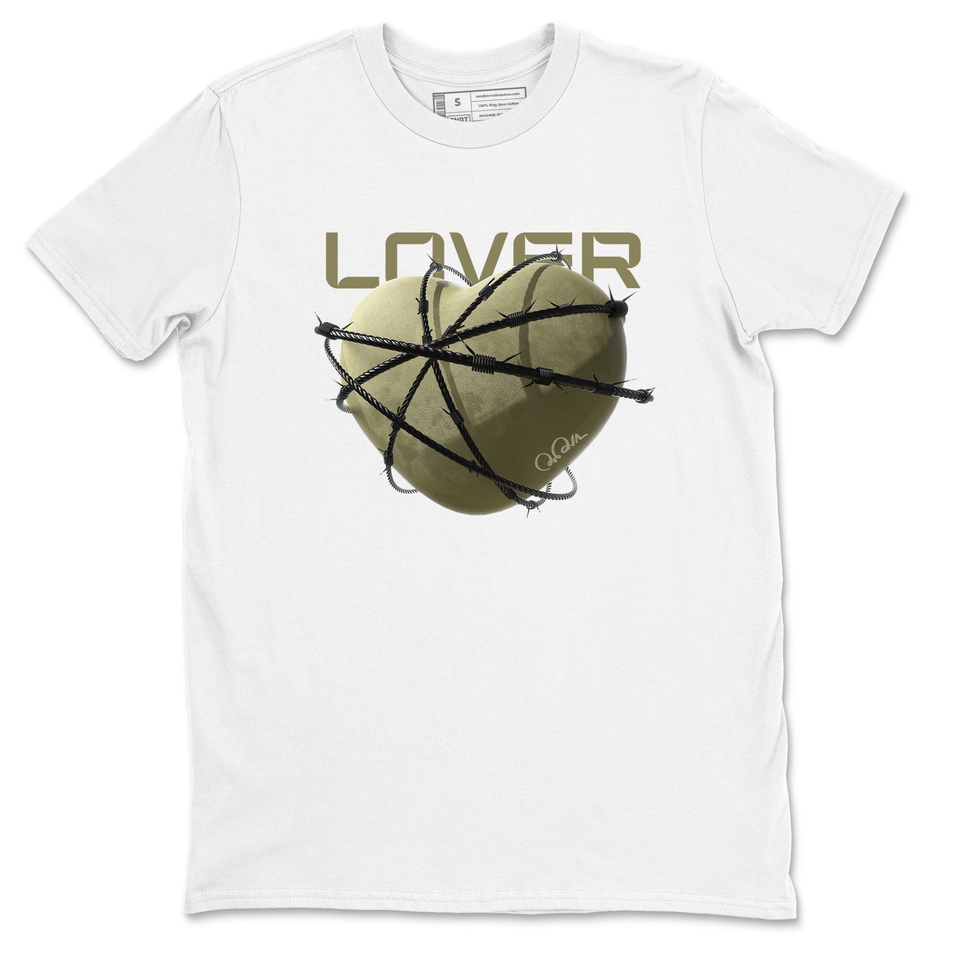 Air Jordan 4 Medium Olive shirt to match jordans Heart Lover sneaker tees AJ4Medium Olive SNRT Sneaker Release Tees Unisex White 2 T-Shirt
