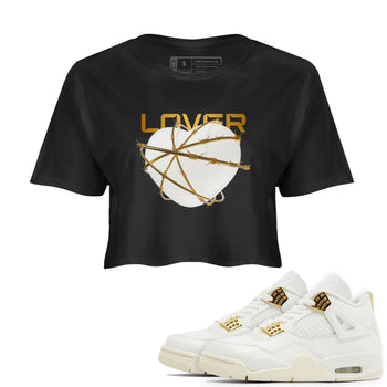 4s Sail shirt to match jordans Heart Lover sneaker tees Air Jordan 4 Sail SNRT Sneaker Release Tees Black 1 crop length shirt