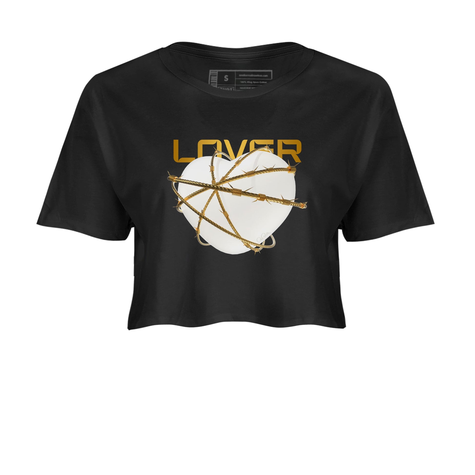 4s Sail shirt to match jordans Heart Lover sneaker tees Air Jordan 4 Sail SNRT Sneaker Release Tees Black 2 crop length shirt