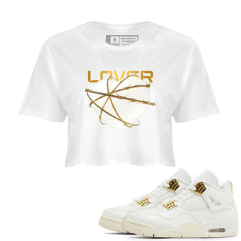 4s Sail shirt to match jordans Heart Lover sneaker tees Air Jordan 4 Sail SNRT Sneaker Release Tees White 1 crop length shirt