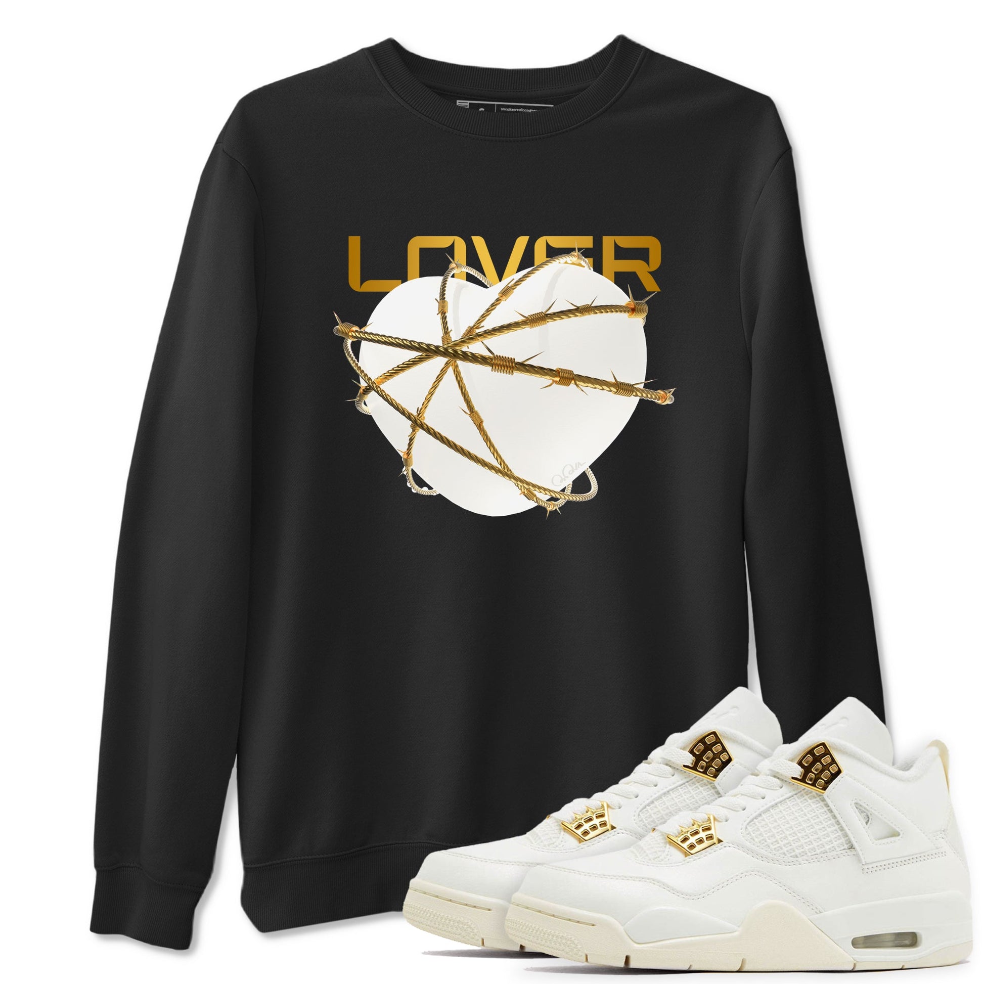 4s Sail shirt to match jordans Heart Lover sneaker tees Air Jordan 4 Sail SNRT Sneaker Release Tees unisex cotton Black 1 crew neck shirt