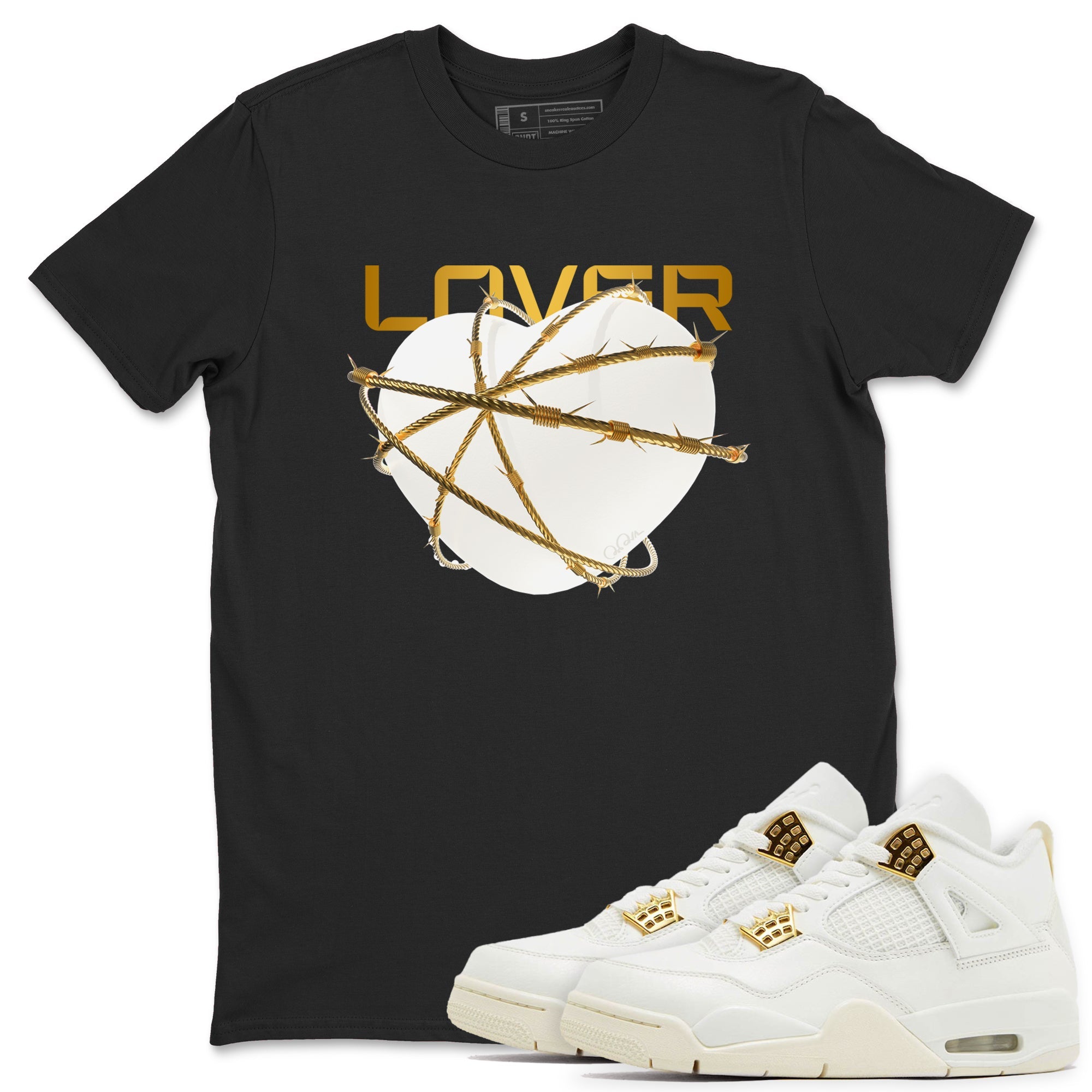 4s Sail shirt to match jordans Heart Lover sneaker tees Air Jordan 4 Sail SNRT Sneaker Release Tees unisex cotton Black 1 crew neck shirt