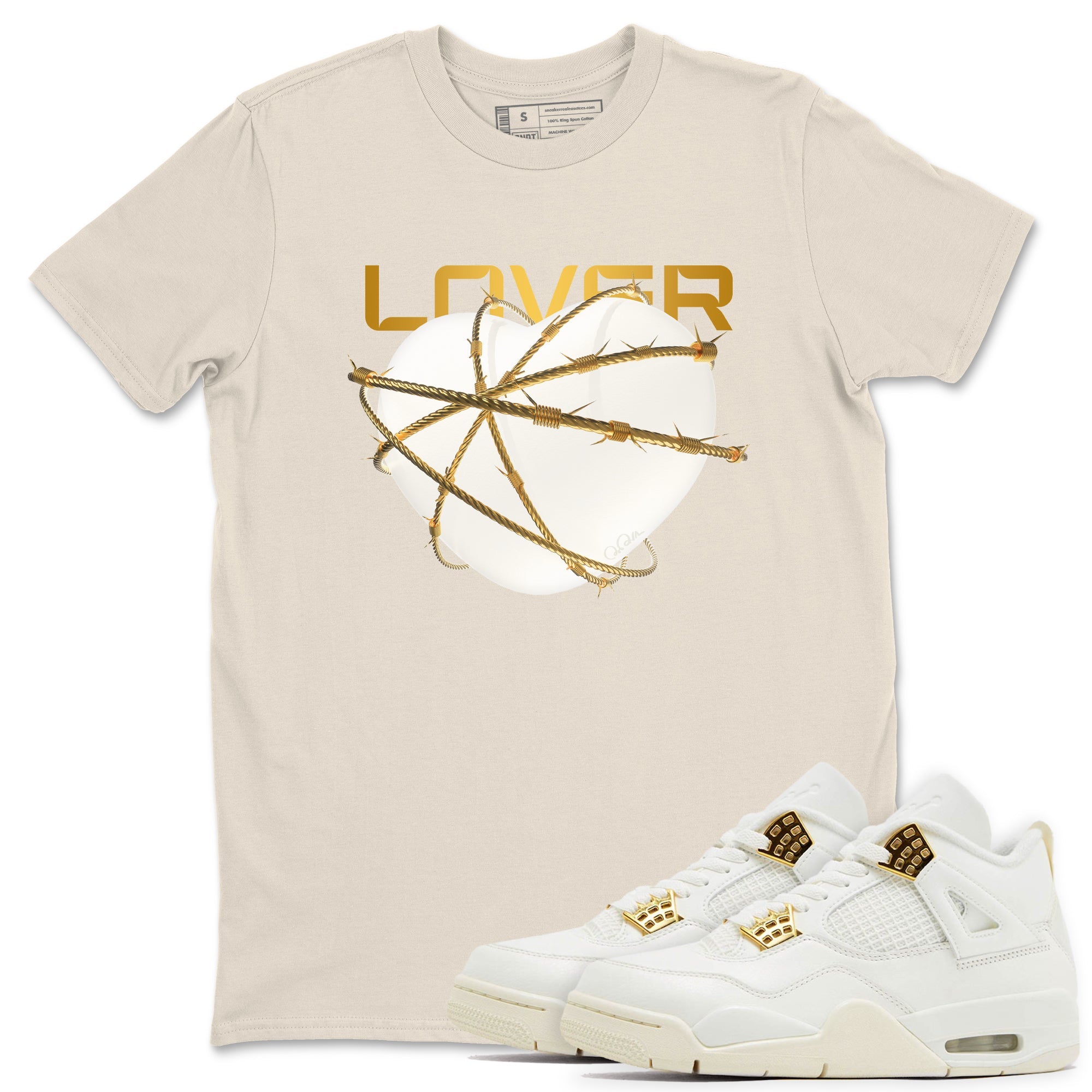 4s Sail shirt to match jordans Heart Lover sneaker tees Air Jordan 4 Sail SNRT Sneaker Release Tees unisex cotton Natural 1 crew neck shirt