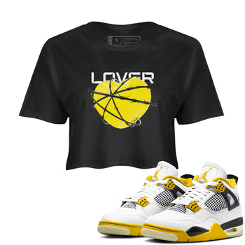 AJ4 Vivid Sulfur shirt to match jordans Heart Lover sneaker tees Air Jordan 4 Vivid Sulfur SNRT Sneaker Release Tees Black 1 crop length shirt